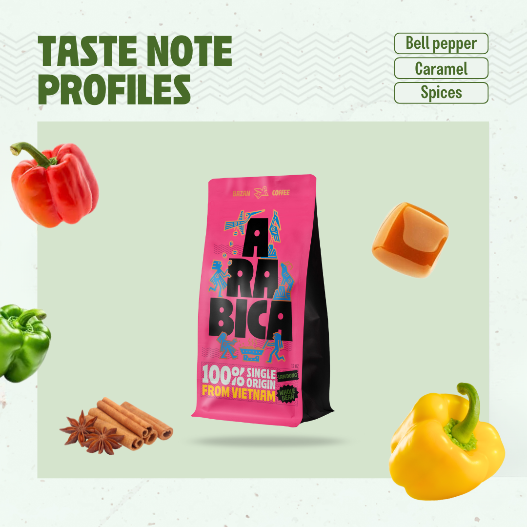 Specialty Arabica Cau Dat, Viet Nam, Whole bean, Notes of Caramel, Spices & Bell pepper